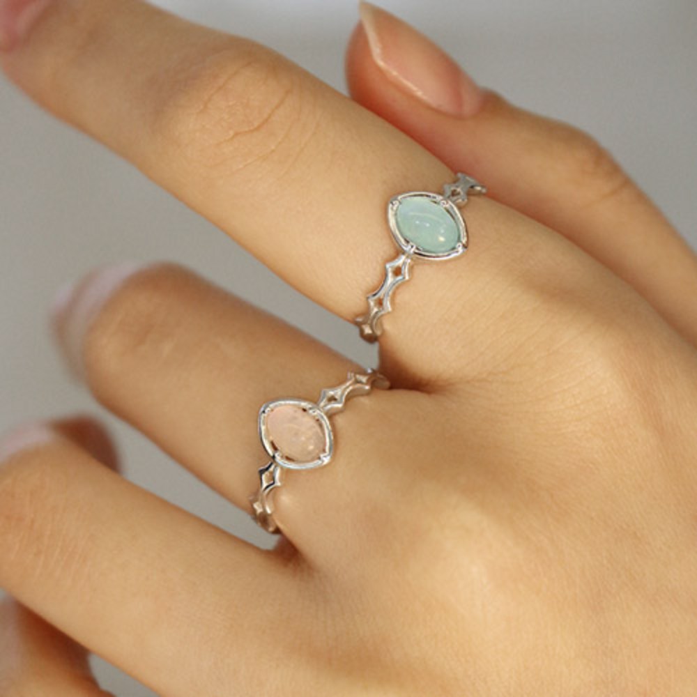 指輪シルバー925女性アクアローズクォーツ天然宝石銀輪アラ