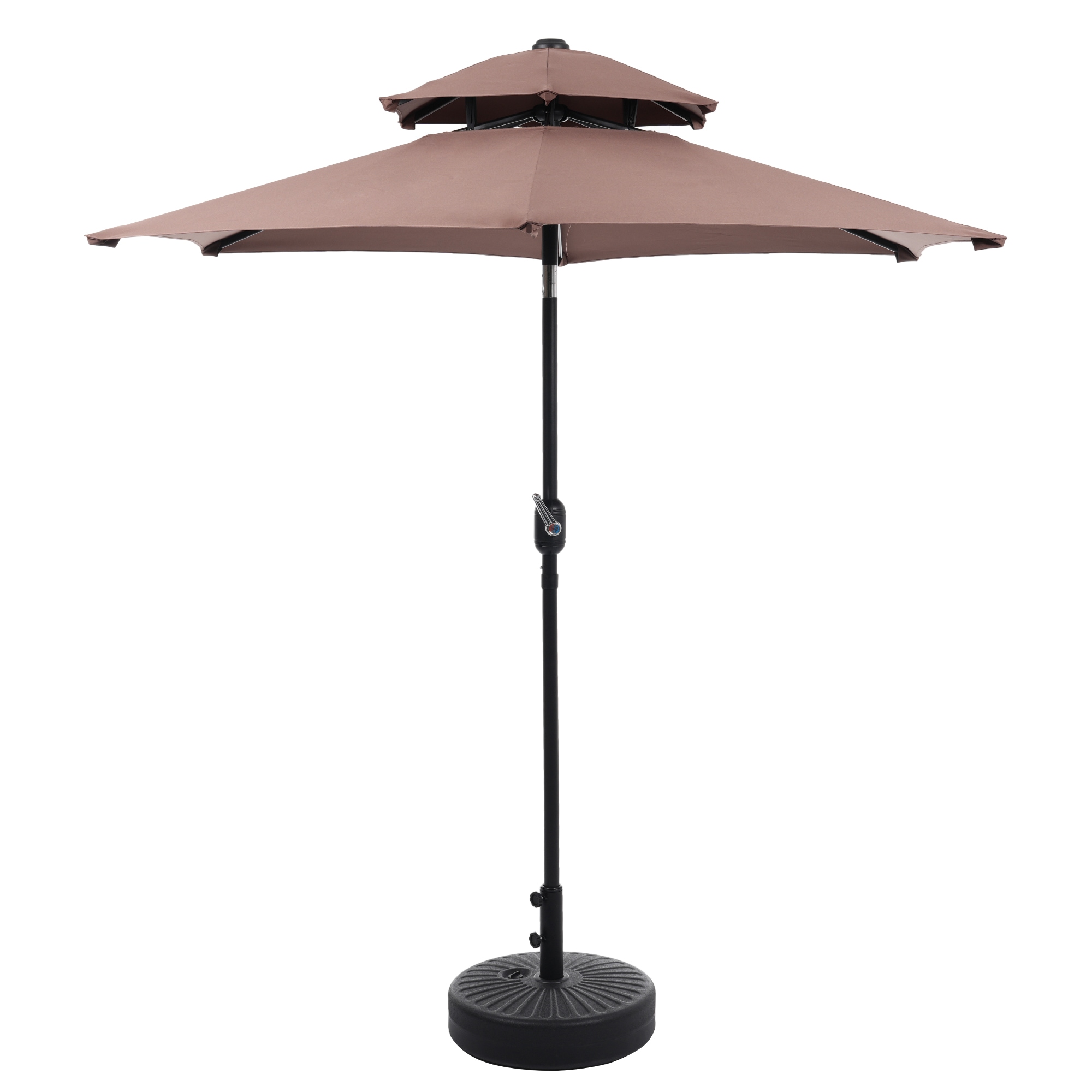 [国内発送!送料無料!]パラソル+ベースセット 30+UPF紫外線対策 角度調整 パラソルセット ベース パラソル ガーデンパラソル【ブラウン・シンプルデザイン・直径220cm・ベース付き 】