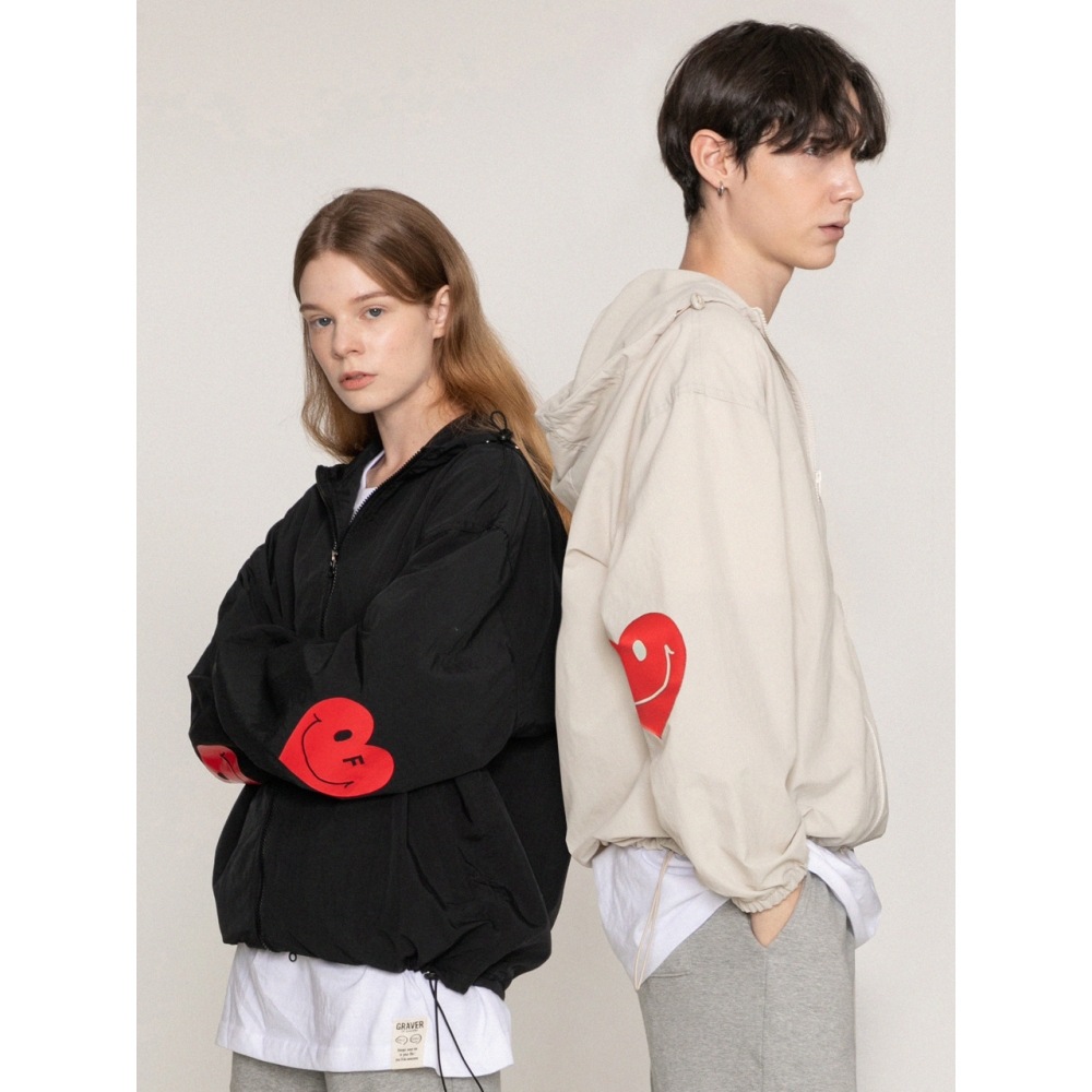 GRAVERエルボーハートスマイルウィンドブレーカー2color