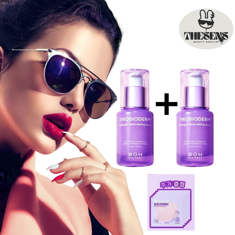 プロバイオダーム コラーゲン リモデリング セラム 30 mL（リフィル付・2本セット）+セラムパッド 10枚入 韓国製コラーゲンセラム 毛穴引き締めジェル 敏感肌対応 PHA・LHA配合