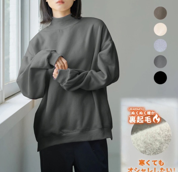 2022年秋冬モデル パーカー ハイネック 裏起毛 長袖tシャツ ゆったりした上着 トレーナ