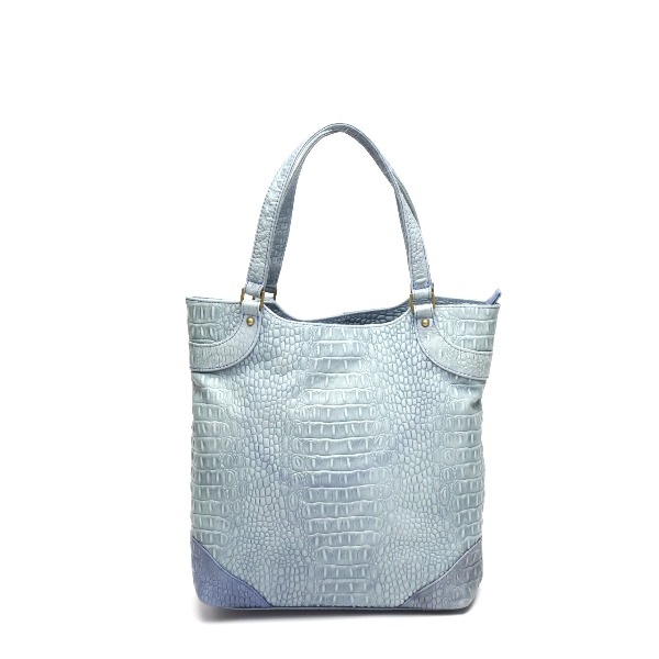 カイマンCK-1106 牛革型押 カイマン トートバッグ スカイブルー