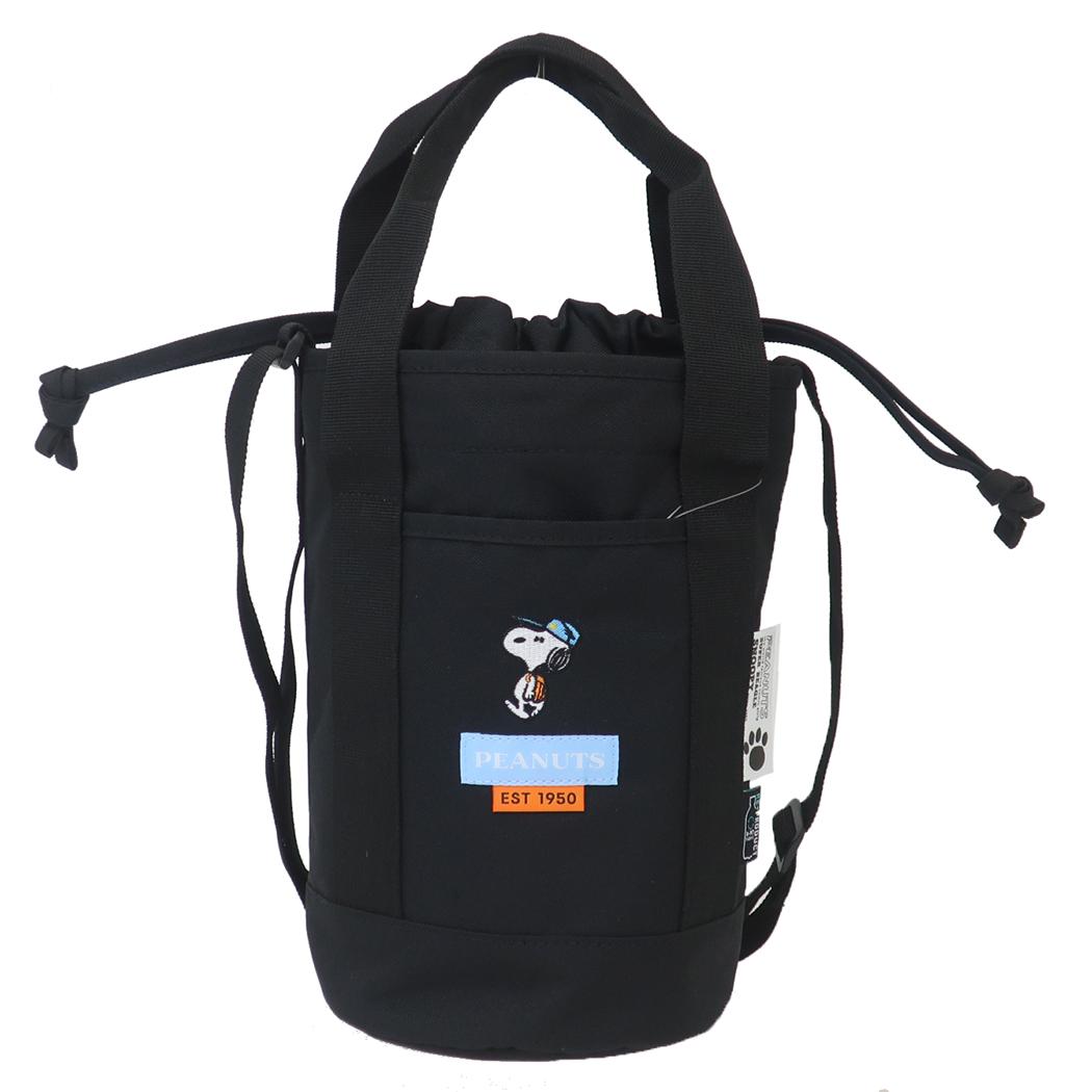 スヌーピー ショルダーバッグ RE-PET ドラムショルダー BK ピーナッツ キャラクター