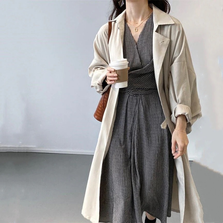 春服 トレンチコート レディース スプリングコート チェスター ロング丈 秋 ゆる 春 コート