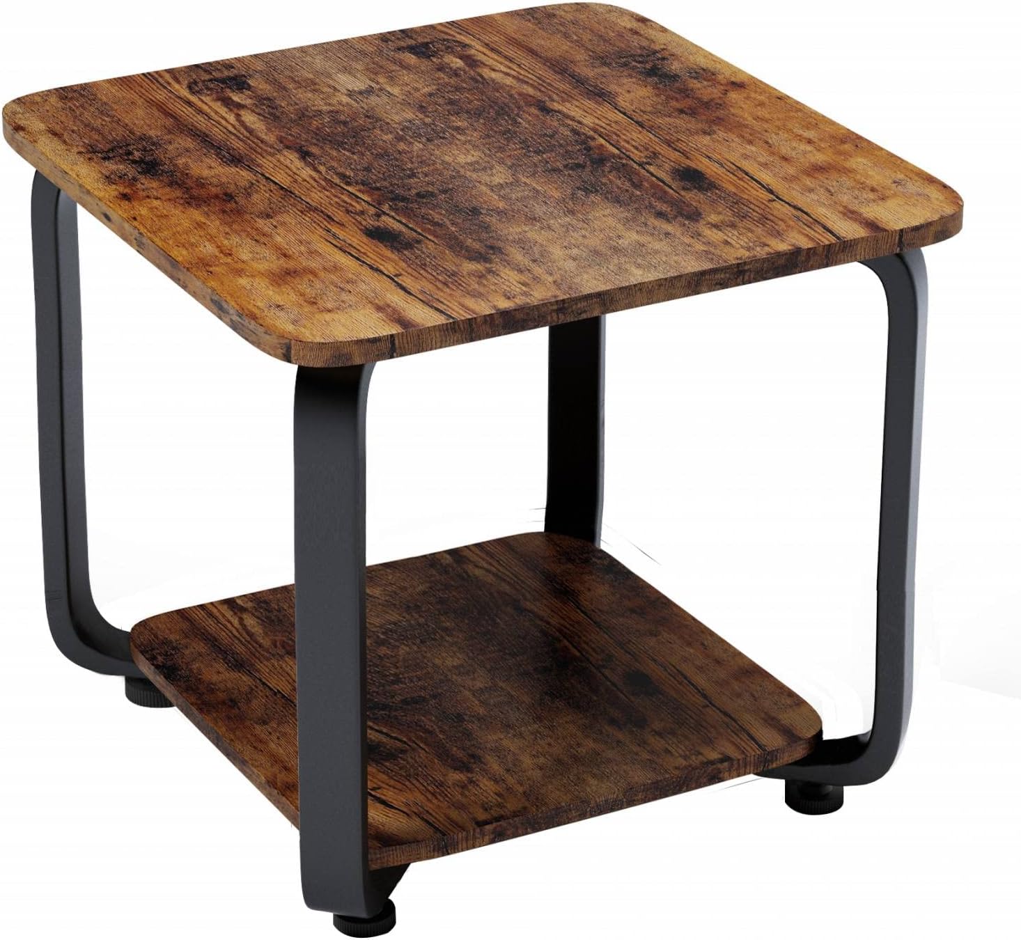 小型サイドテーブル 棚付き 幅40cm 奥行30cm 虎皮色