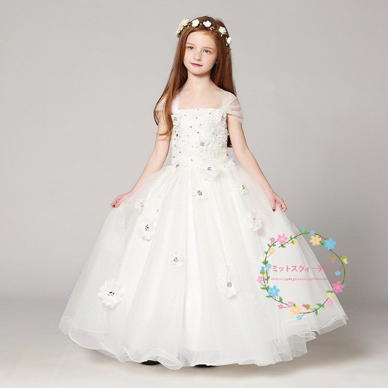 子供ドレス ピアノ発表会 半袖 キッズドレス 披露宴 ロングドレス 入園式 子どもドレス 結婚式 ウ