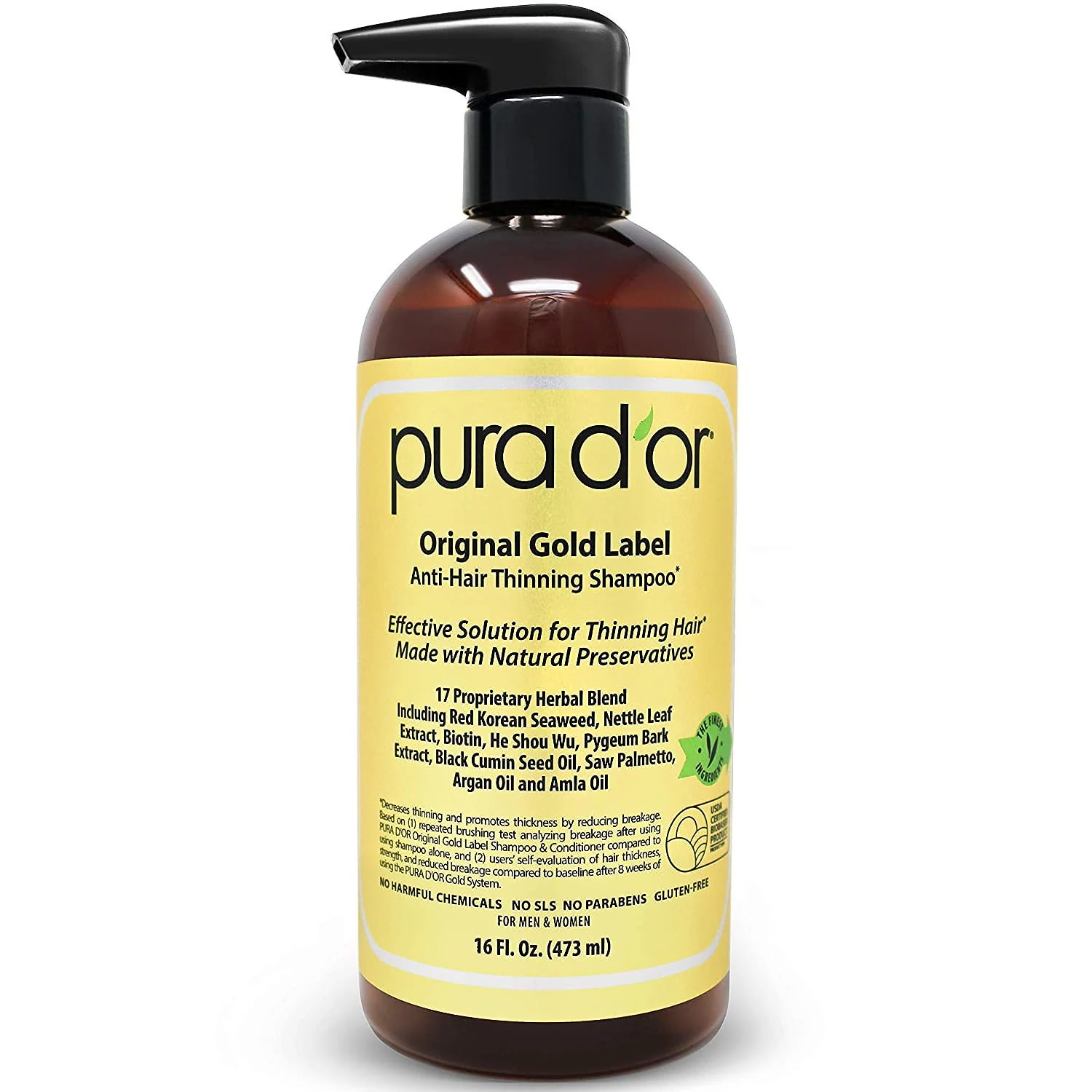 PURA DOR オリジナルゴールドラベル 抗薄肉化シャンプー 臨床検査済みアルガンオイルビオチン天