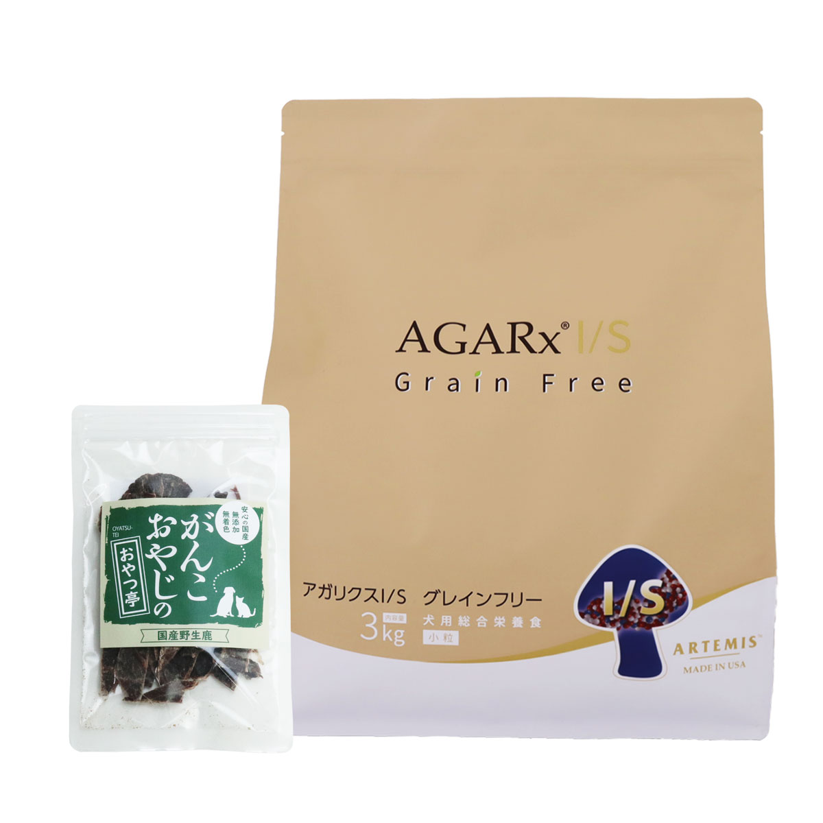 アーテミス アガリクスI/S グレインフリー 小粒 3kg【国産鹿肉ジャーキー付き(お試しサイズ)】