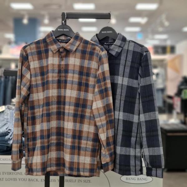 HC21 秋の男性 チェックカラー 長袖Tシャツ NTL656 (S41291501)