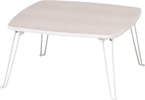 不二貿易 ローテーブル 四角 折りたたみテーブル ミニ 幅60×奥行60×高さ31.5cm ホワイトウォッシュ 完成品 角が丸い 持ち運び簡単 アウトドア ピクニック 10861