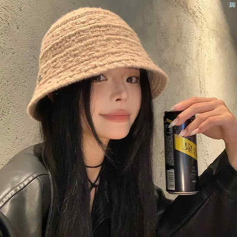 レディースファッション　ファッション小物　オシャレ 秋冬 ニット フィッシャーマン ハット 韓国 快適 バケット レトロ 大きい頭囲 顔 出す 小柄 ウール 帽子