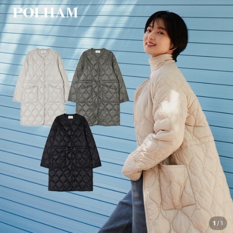 キム・テリ着用 POLHAM キルティングライトコート ３色 洗濯OK