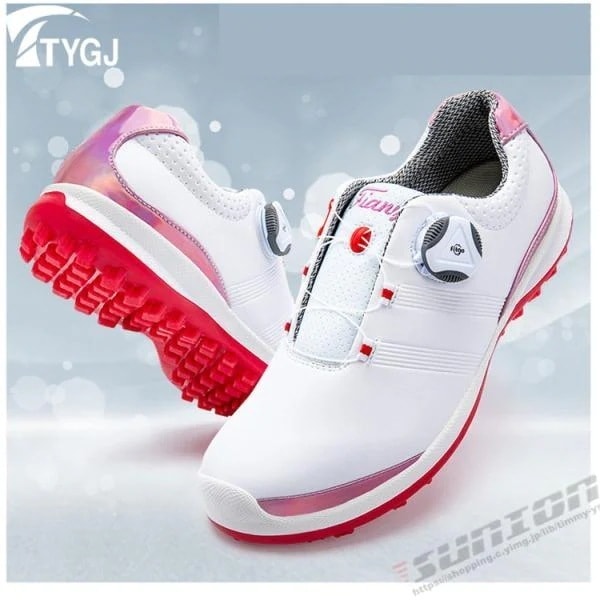 ゴルフ ゴルフシューズ ダイヤル式 ソフトスパイク レディース スパイクシューズ 防水 人工皮革