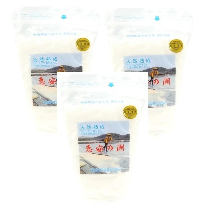 【3個セット】恵安の潮 2.2kg 天日塩 サンプル1袋・レシピ集付き 天然熟成ミネラル塩 天然深層海水塩 調味料 料理 うまみ チャックタイプ