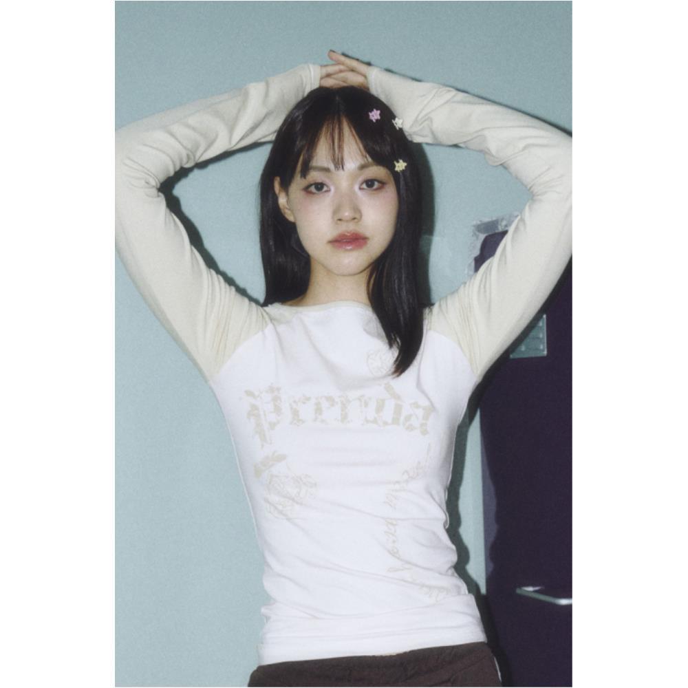 PRENDA PRENDA VINTAGE LOGO BOAT NECK LONG SLEEVE PINK PR