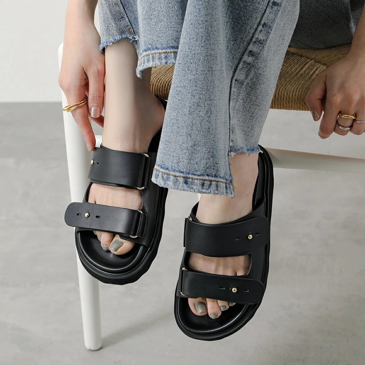 MOHI モヒ サンダル RD22-106 レディース レザー ベルト シューズ 靴 NEGRO 【mega】