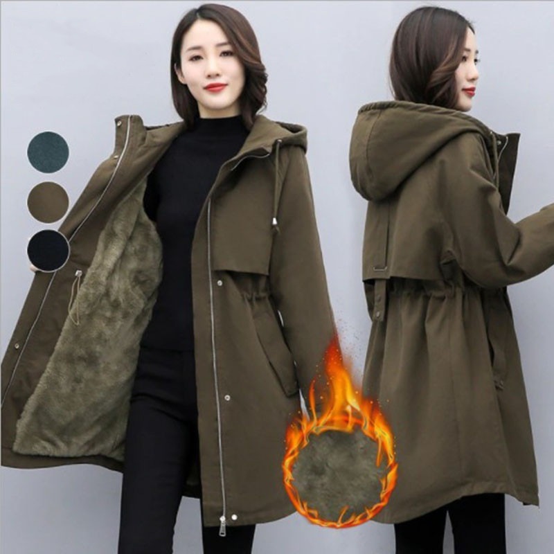 【新作】 品質いいな新品 レディース ファッション 裏起毛 フード付き 長袖 ３色入り 日常着 通勤着 暖かい 防寒 保温 中綿コート