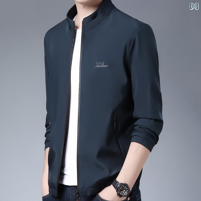 メンズ ファッション ジャケット 春秋 カジュアル トップス ジャケット 秋 薄手 涼しい フード スタンドカラー ビジネス ジャケット