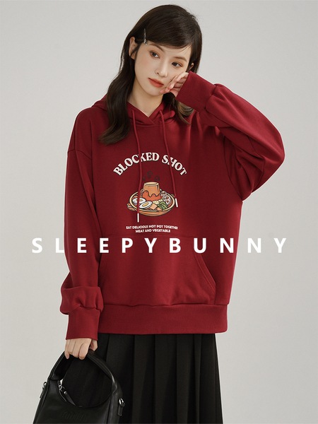 Sleepy Rabbit レディース 冬 カジュアル ルーズ スポーツ フード付き スウェットシャツ