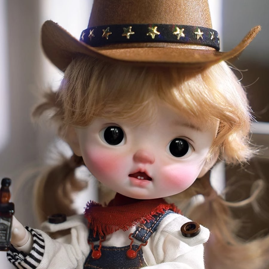 球体関節人形 usd人形 1/6 関節人形 BJDドール 26cm Thessa小锅包女西部小牛仔大头ハンドメード化粧