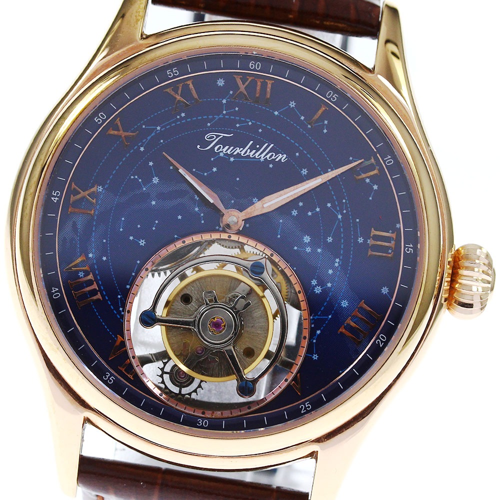グチン GUANQIN トゥールビヨン スケルトン 手巻き メンズ _823158【中古】