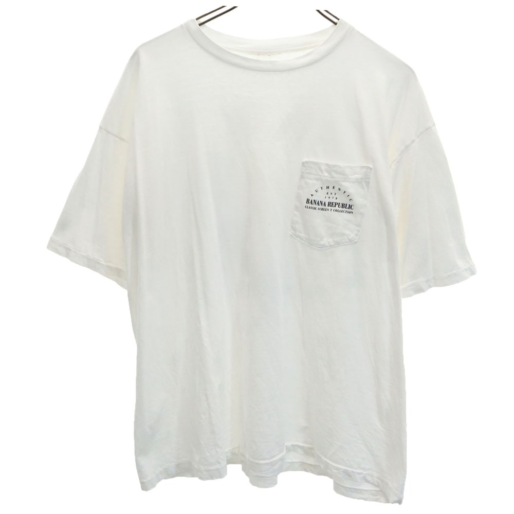 90s バックプリント 半袖 シングルステッチ Tシャツ ホワイト系 ポケT オールド ヴィンテージ メンズ