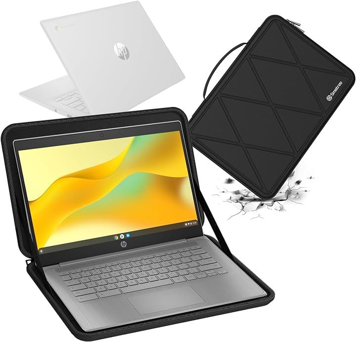ハードEVA保護スリーブケース 14インチ HP Chromebook 14a-ne0047nr ラップトップ専用ハードケース( Black, For HP 14インチ（M67）)
