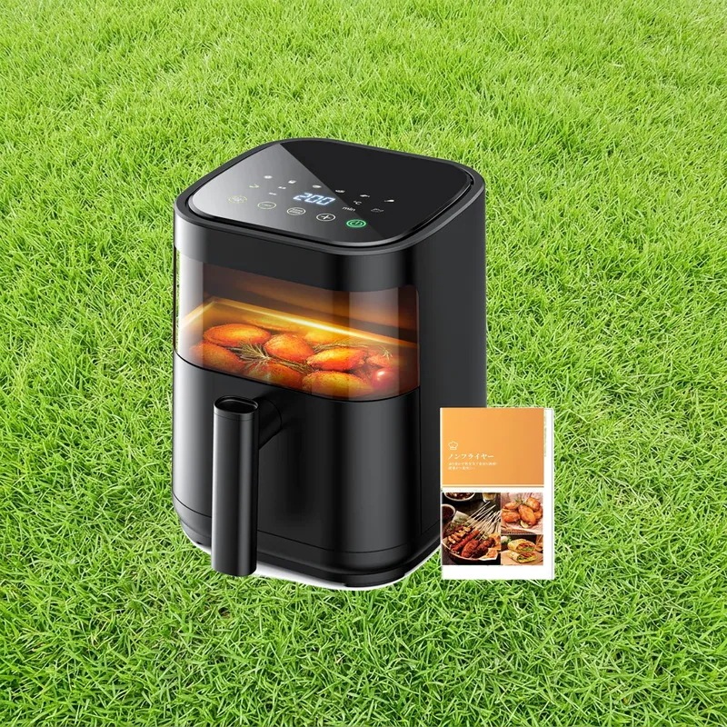ノンフライヤー 3L エアーフライヤー air fryer ノンオイル 電気フライヤー 揚げ物・惣菜調理機 1~2人用 nồi chiên không dầu 可視窓付き LEDタッチパネル 温度調整
