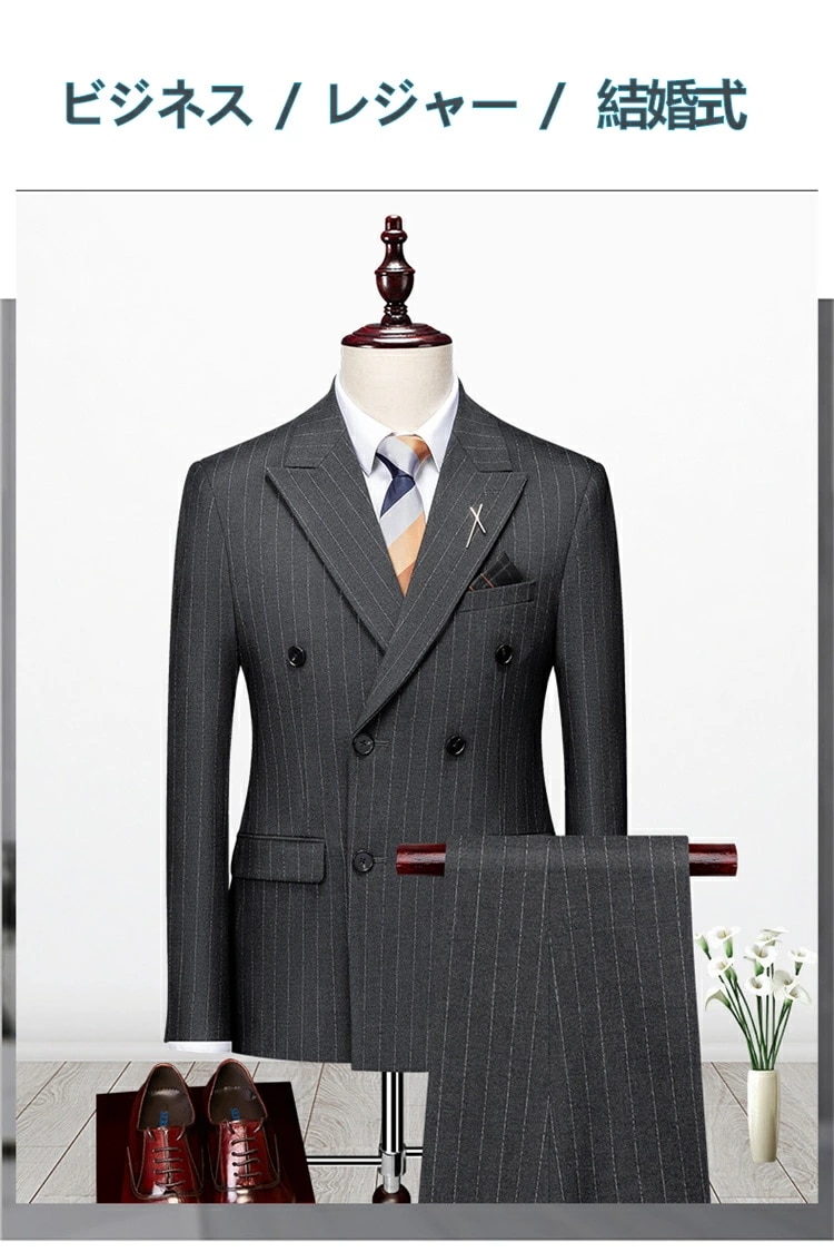 New type追加！春夏秋 メンズスーツ スリム スリーピース 大きいサイズ ビジネススーツ suit セットアップ ビジネススーツ ブラック（suit295） 13,218円