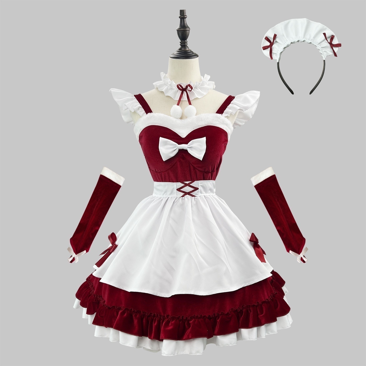 正規品新品純欲ベルベットメイドクリスマス服大きいサイズメイドコスチュームコスプレ演出二次元衣装