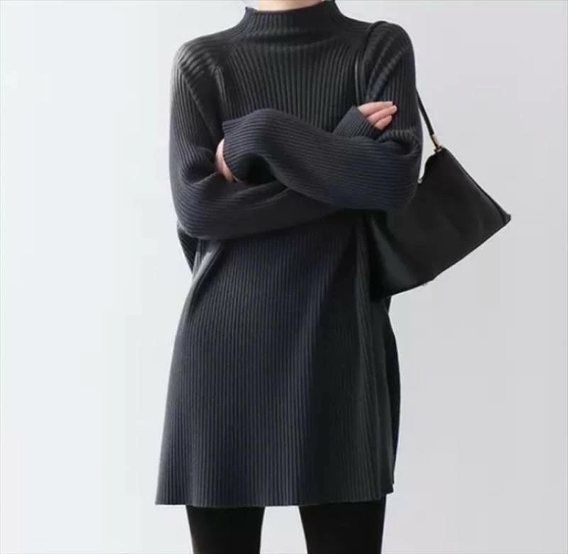 チュニック セーター オーバーサイズ ハイネック ザックリ 美ライン 伸縮性 ストレッチ カラバリ かわいい 大人可愛い きれいめ シンプル カジュアル おしゃれ 大人女子 こなれ感 キュート ガーリ