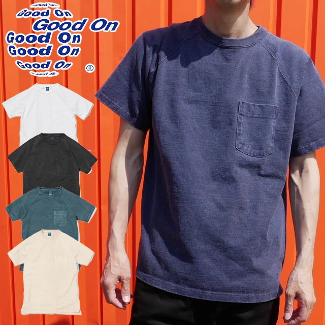 グッドオン メンズ Tシャツ ショートスリーブヘビーラグランポケットＴシャツ 半袖 トップス ウェア アパレル クルーネック GOST1101 服 Good On 父の日 ギフト メール便 e