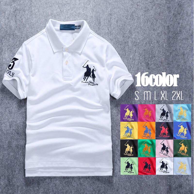 【急速出荷】ポロシャツ メンズ ワンポイント トップス 無地 刺繍入り カラフル 綿100％ ゴルフウェア カジュアル 夏