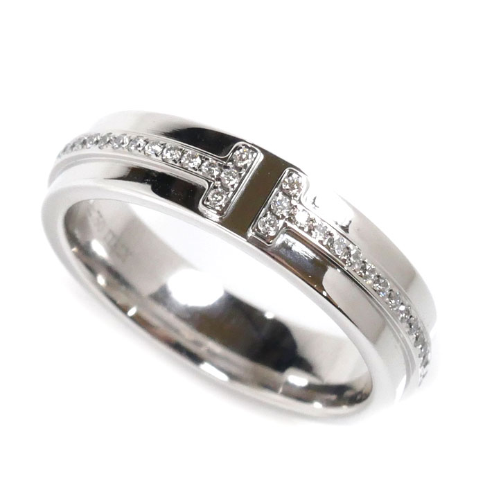TIFFANY&Co. ティファニー K18WG ホワイトゴールド T TWOナロー ダイヤ リング・指輪 60151270 ダイヤモンド 9号 5.6g レディース 中古 美品