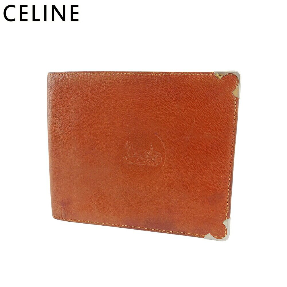 二つ折り 札入れ ミニ札入れ ホースキャリッジ レディース メンズ ブラウン 中古