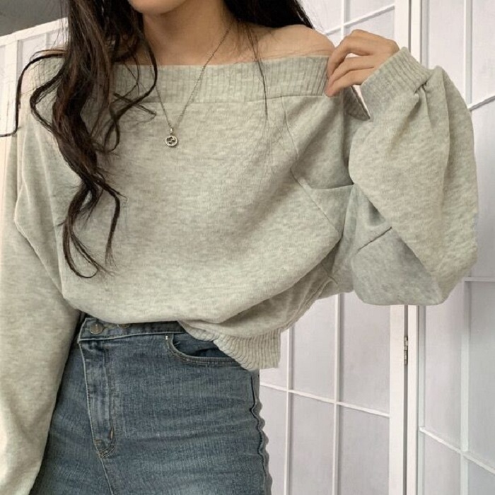 OH0101 ルーズ オフショルダー トレーナー 2色　秋 春　きれいめ シンプル　ルーズ　こなれ感　おしゃれ かっこいい
