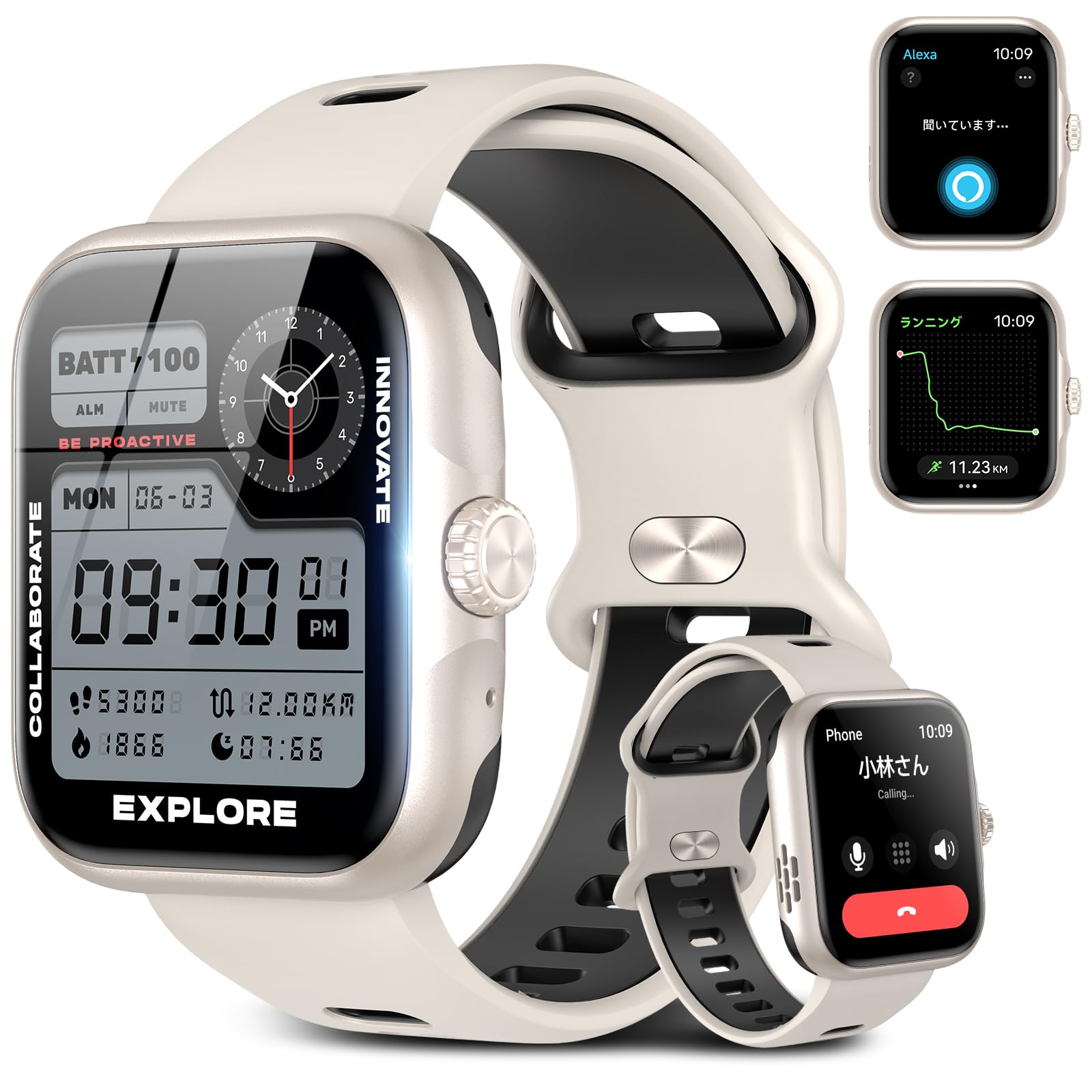 【2025新登場】多機能スマートウォッチ GPS機能付き Bluetooth5.3通話可能 1.78インチ大画面 3ATM防水 長持ちバッテリ 活動量計 腕時計 60種類運動モード iPhone/アン