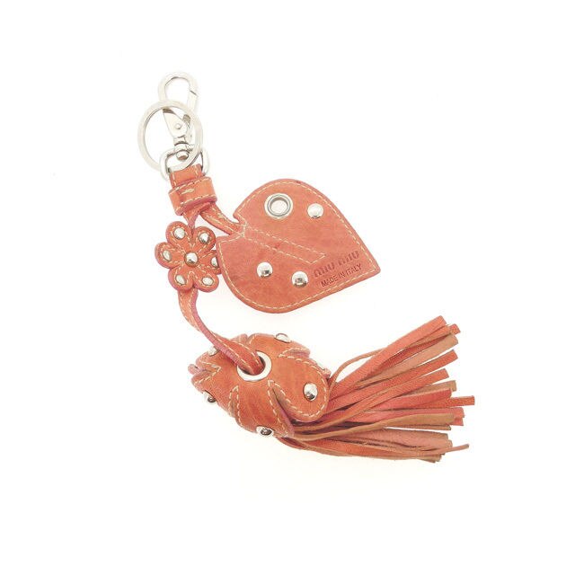 バッグチャーム チャーム スタッズ付き ピンク シルバー 中古