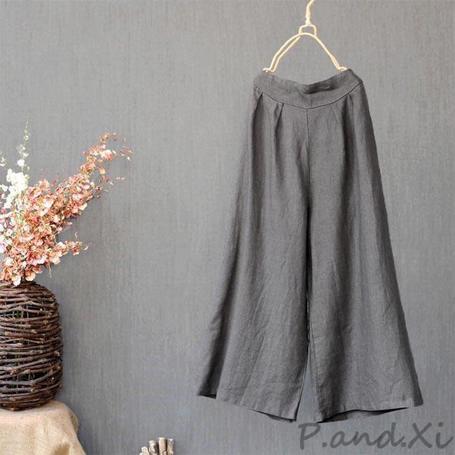 ワイドパンツ レディース 麻 ロングパンツ リネンパンツ コットンリネン ガウチョ 春秋 サマーパンツ 体型カバー 快適 夏 ボトムス