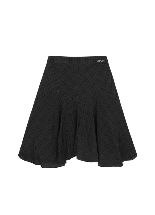 【AS"ON】 LONDON CHECK MIDI SKIRT / BLACK 正規品
