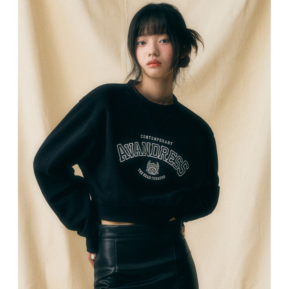 アヴァンドレスロイヤルレザークロップスウェットブラック
