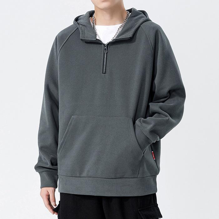 春 パーカー メンズ ハーフジップ スウェット プルオーバー 無地 長袖 ハイネックtシャツ ジップパーカー スウェット