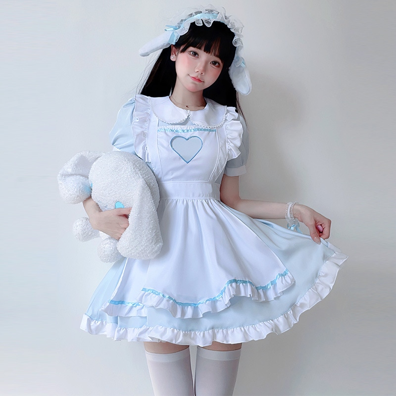 ソフトガール ウサギ耳 メイド服 可愛い 日系 ハート ウサギ 衣装 ロリータ ワンピース cosplay アリス cos