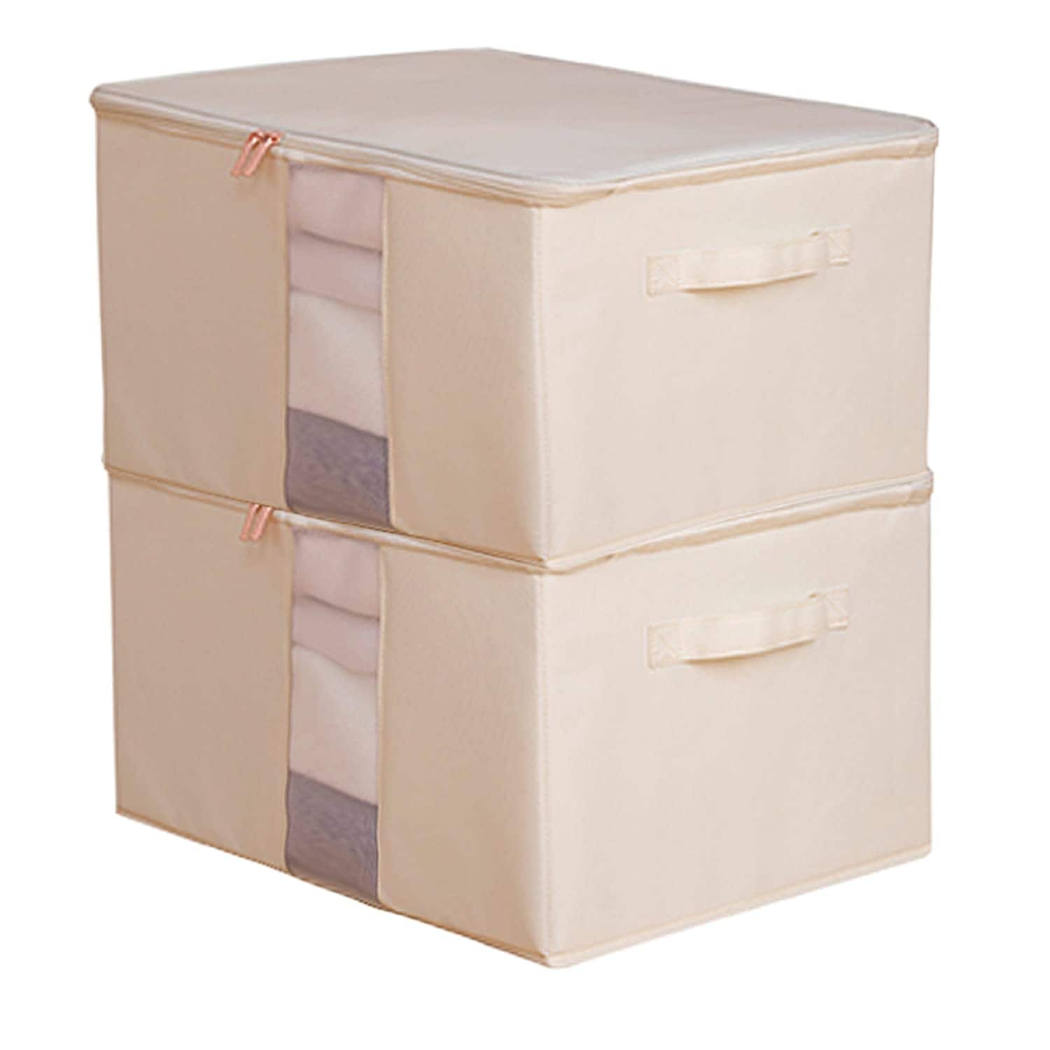 YOSTORYA 収納ボックス 収納ケース パースペクティブ ストレージ ボックス(2個セット) ジッパー と ハンドル付き 防水 600D オックスフォード (XL-50x40x32cm)布 素材