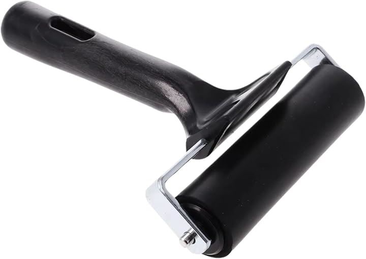 ゴムローラー 圧着ローラー 内装 施工 シール クロス 壁紙 版画 空気抜き 貼り付け 工具 床紙(ブラック)