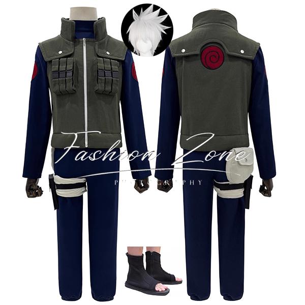 [数量限定]最安値に挑戦NARUTO -ナルト- 風 はたけ カカシ コスプレ衣装 ウィッグ 靴 cosplay ハロウィン 演出服 変装