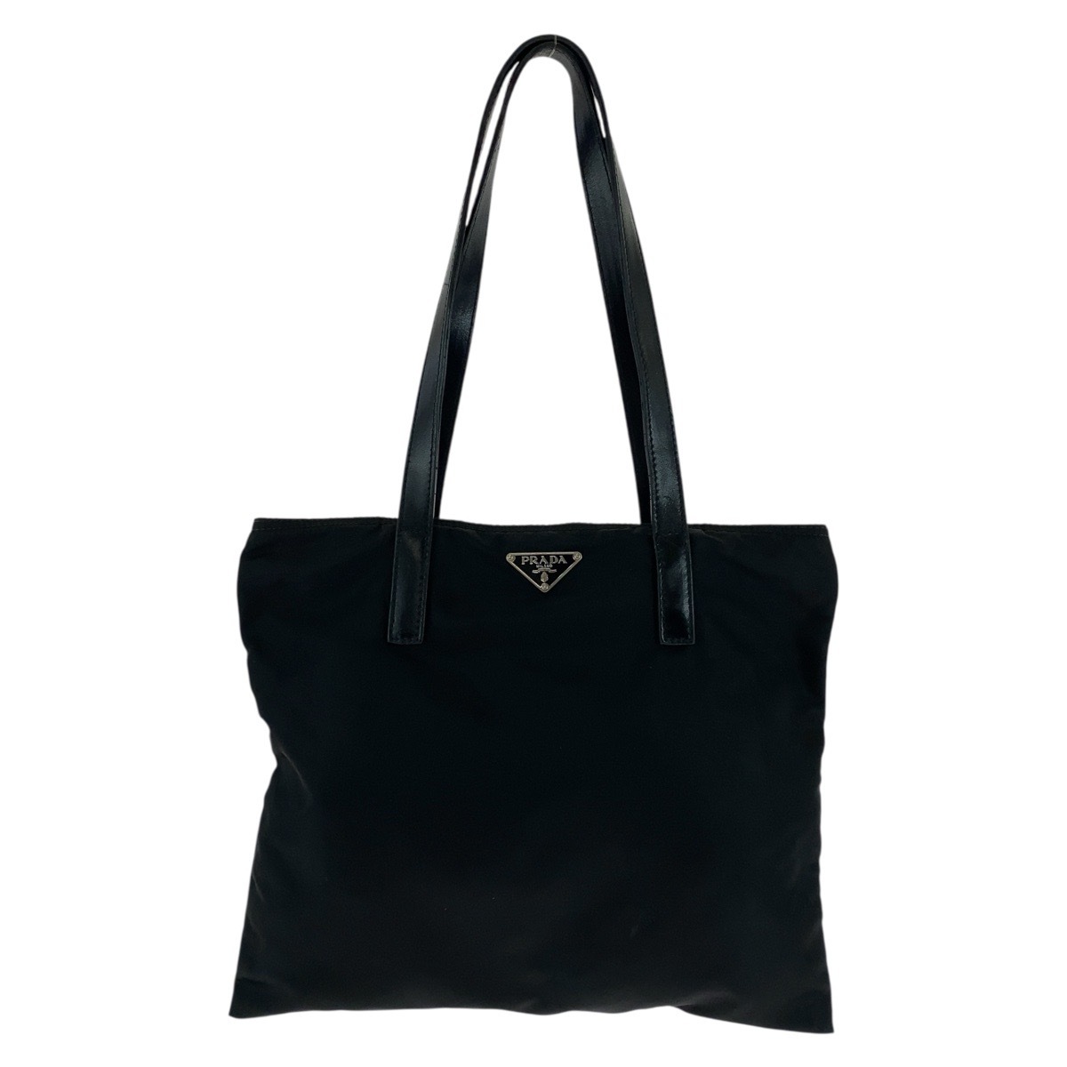 美品 テスート 三角ロゴプレート ブラック 黒 シルバー金具 ナイロン/レザー トートバッグ ショルダーバッグ レディース 502779