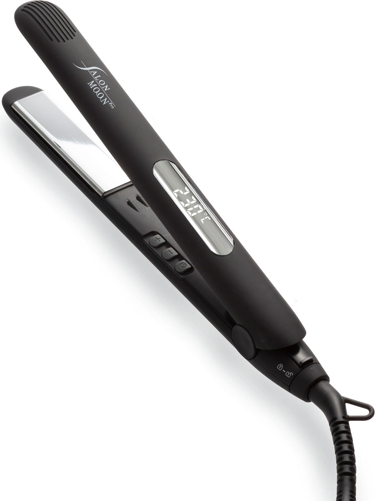 【 デジタル表示 秒速スタンバイ 】 SALONMOON (サロンムーン) ミラーダブルイオン ストレート ヘアアイロン 24mm ブラック ストレートアイロン 80℃～230℃ カール 2WAY コ