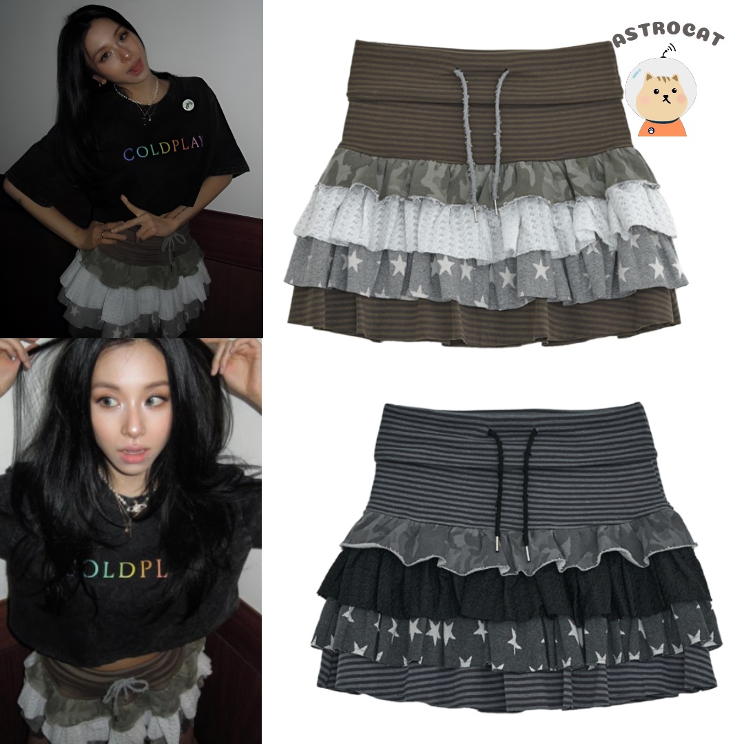 【ツワイスチェヨン着用 TWICE着用 アイドル着用】KANGKANG LAYERED SKIRT_2Colors