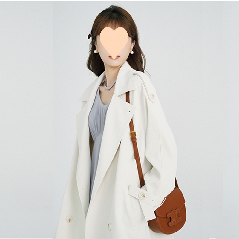 2025 今年の人気の新作英国ウィンドブレーカー女性の春と秋のミドル丈の小さな高級ルーズコートジャケット